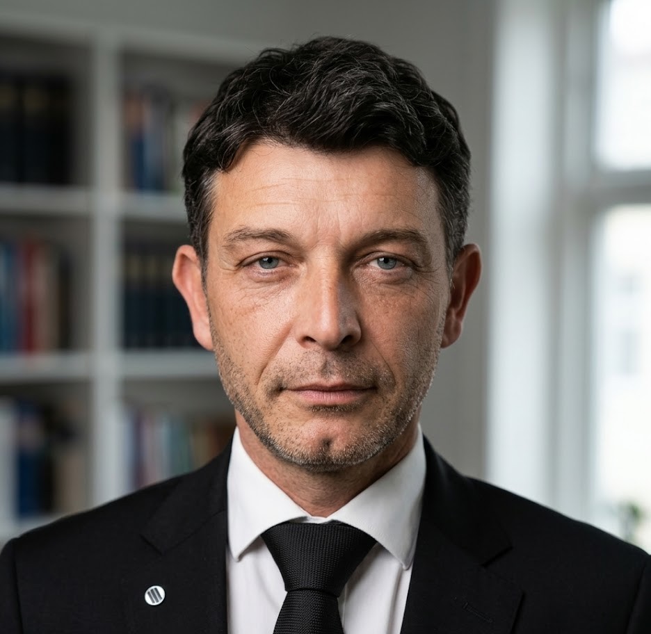 Ritratto dell'Avv. Alessandro Santoro, avvocato penalista esperto in truffe Bitcoin e criptovalute